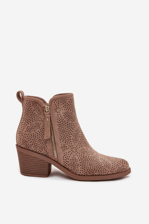 Laarzen in coInboystijl Dames met hakken S.Barski HY52-538 beige