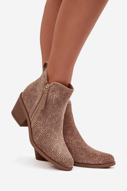 Laarzen in coInboystijl Dames met hakken S.Barski HY52-538 beige