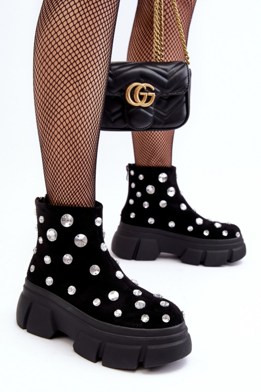 van suède opInarmen Laarzen met glanzende gaten D&A MR52-205 zInart