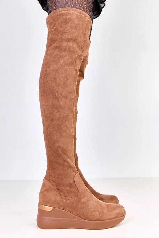 Bruine kunstsuède enkellaarsjes op...