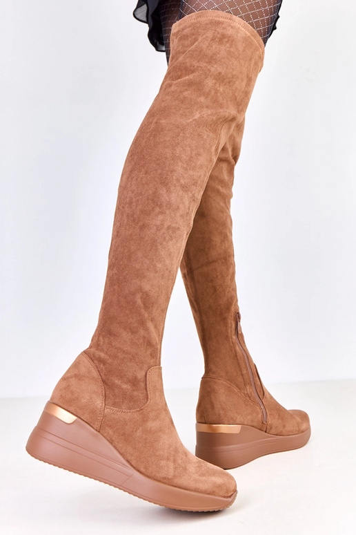 Bruine kunstsuède enkellaarsjes op...