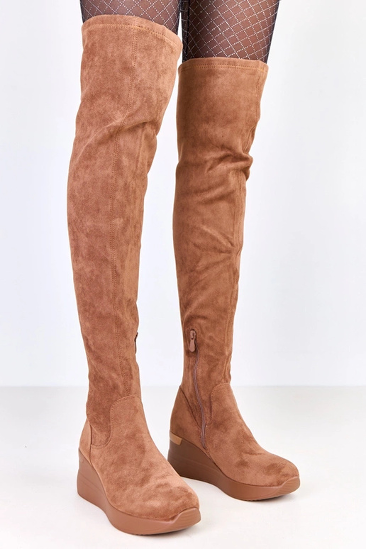 Bruine kunstsuède enkellaarsjes op...