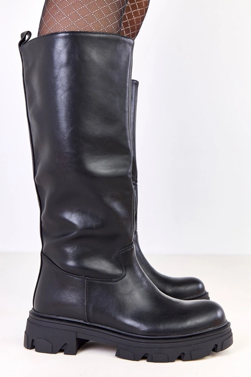 Zwarte instap lange laarzen van...