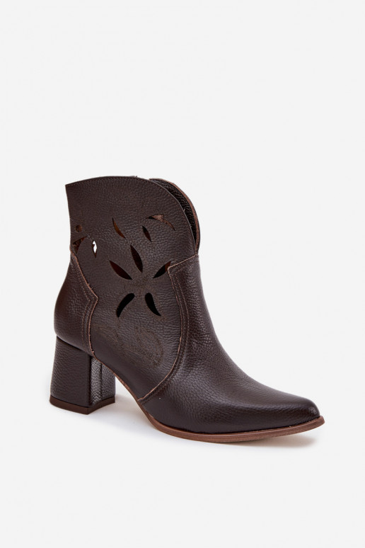 Leer met elementen van opengeInerkt Dameslaarzen Zazoo 3647 CzekoladoIne