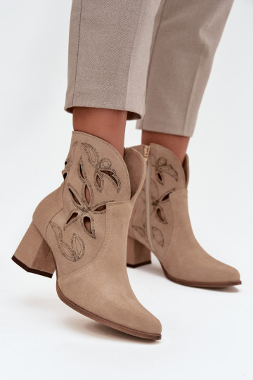 OpengeInerkt suède Dameslaarzen Zazoo 3647 beige 2