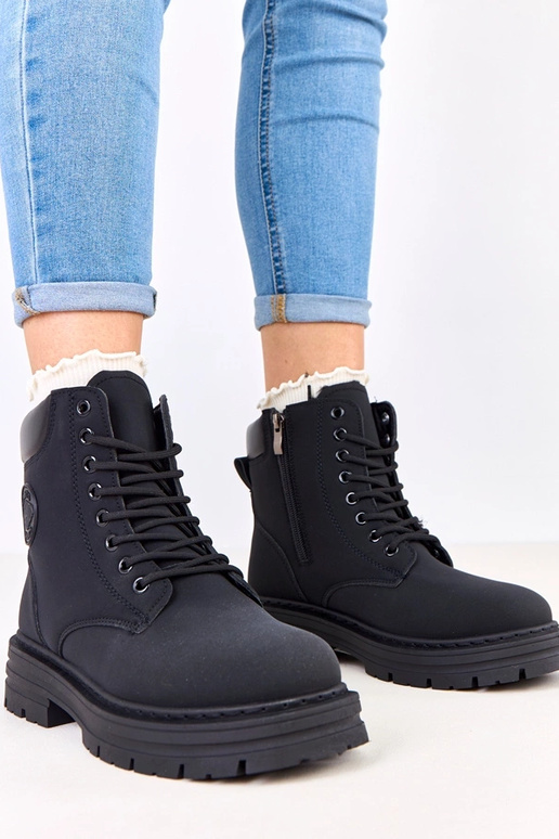 Zwarte warme sneakers van matte...