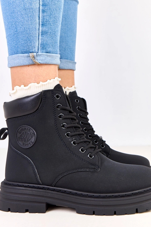 Zwarte warme sneakers van matte...