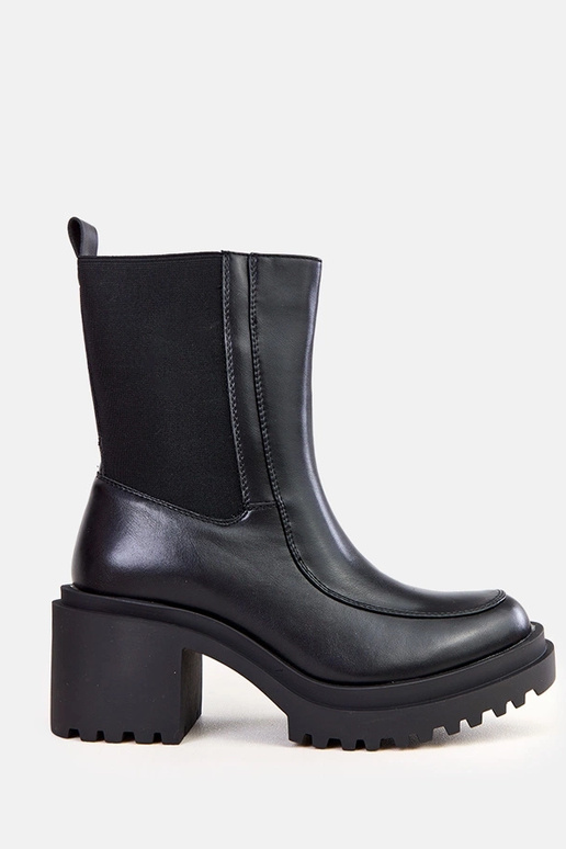 Zwarte laarzen op hak met elastisch...