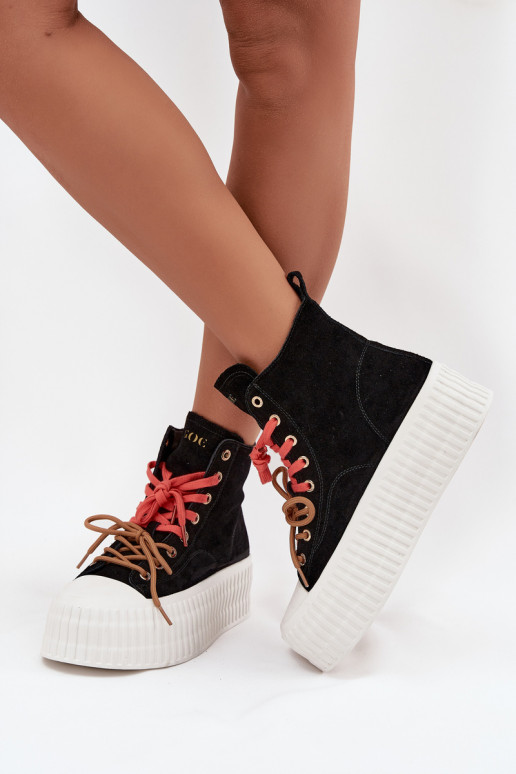 van suède opInarmen Vrijetijdsschoenen met platform GOE SS2N4046 zInart