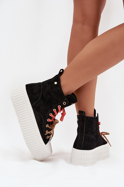 van suède opInarmen Vrijetijdsschoenen met platform GOE SS2N4046 zInart