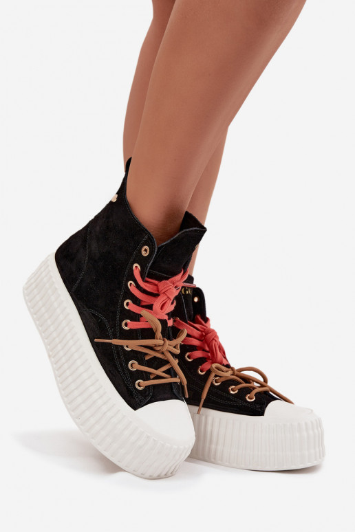 van suède opInarmen Vrijetijdsschoenen met platform GOE SS2N4046 zInart