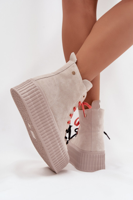 van suède opInarmen Vrijetijdsschoenen met platform GOE SS2N4047 beige