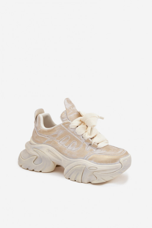 Leer Sneakers model schoenen Dames GOE SS2N4009 gouden kleur