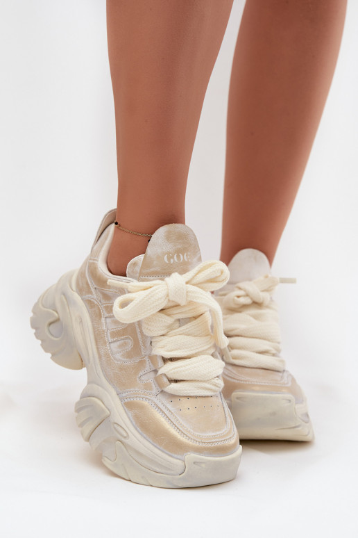 Leer Sneakers model schoenen Dames GOE SS2N4009 gouden kleur