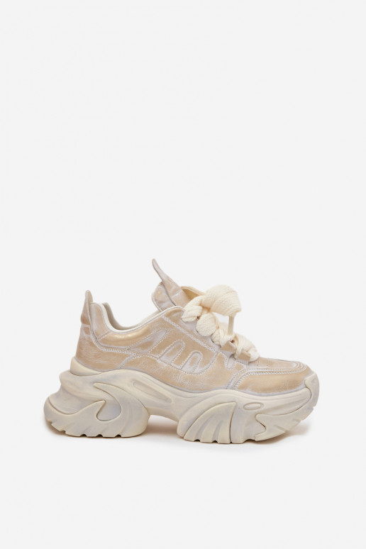 Leer Sneakers model schoenen Dames GOE SS2N4009 gouden kleur