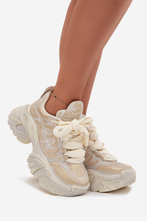 Leer Sneakers model schoenen Dames GOE SS2N4009 gouden kleur