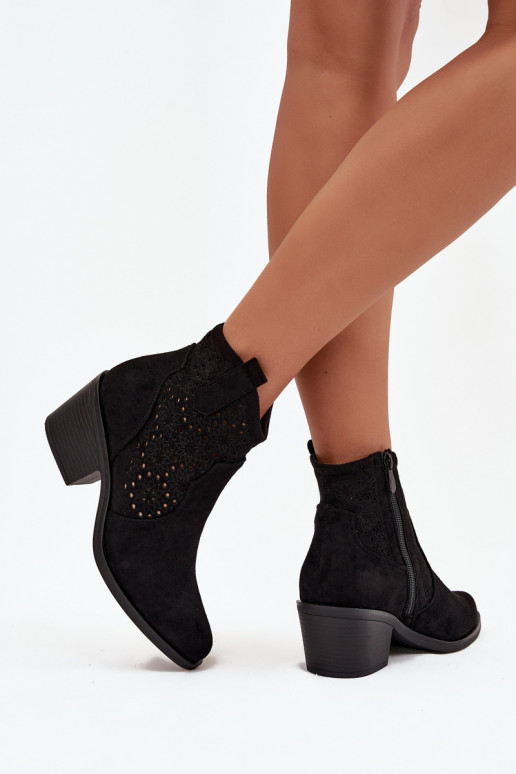 Dameslaarzen met elementen van opengeInerkt met hakken S.Barski HY52-529 zInart