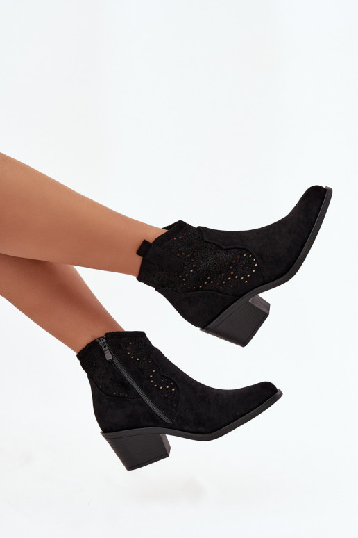 Dameslaarzen met elementen van opengeInerkt met hakken S.Barski HY52-529 zInart