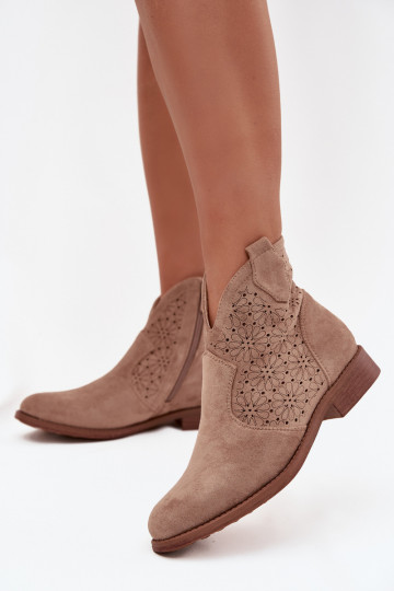 Dameslaarzen met brede hakken S.Barski HY52-532 beige