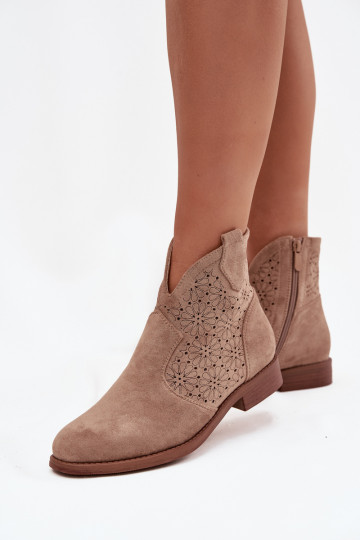 Dameslaarzen met brede hakken S.Barski HY52-532 beige 2