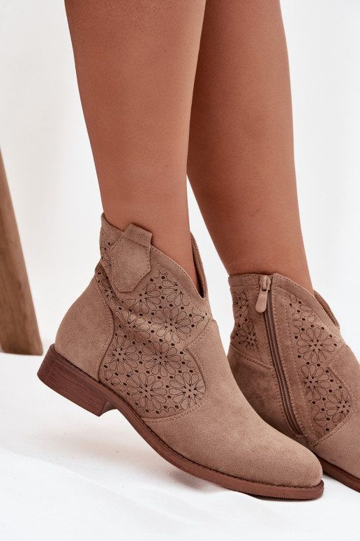 Dameslaarzen met brede hakken S.Barski HY52-532 beige