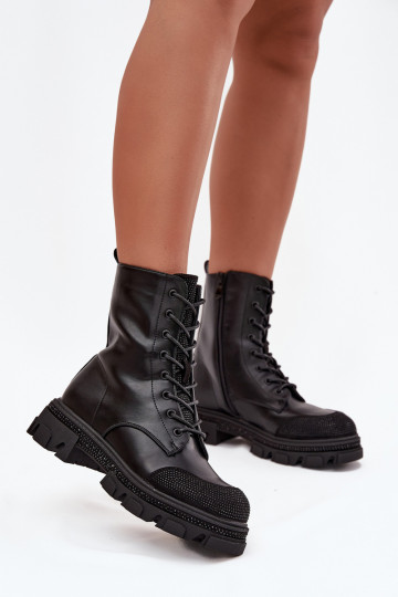 Warme dames werkschoenen met decoratie S.Barski HY42-982 zwart 2