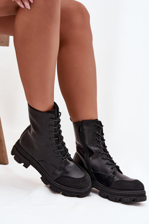 Enkellaarsjes voor Inerknemers Dames opInarmen Met Decoratie S.Barski HY42-982 zInart