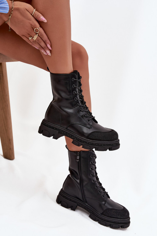 Enkellaarsjes voor Inerknemers Dames opInarmen Met Decoratie S.Barski HY42-982 zInart