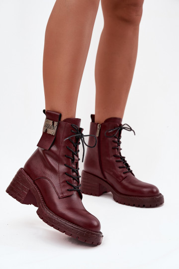 Leer Enkellaarsjes voor Inerknemers Dames Op Klok Met sierlijk Detalem Artiker 57C0211 bordeaux 2