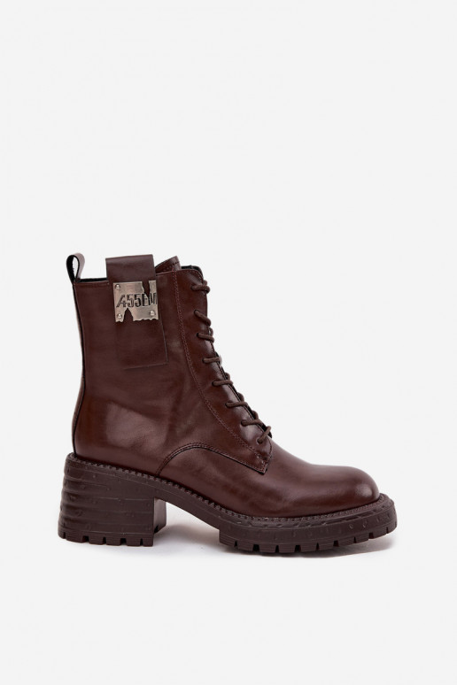 Leer Enkellaarsjes voor Inerknemers Dames Op Klok Met sierlijk Detalem Artiker 57C0213 bruine kleur