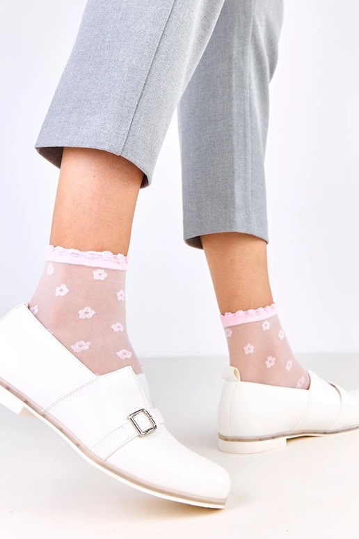 Witte dames enkellaarsjes met leren...