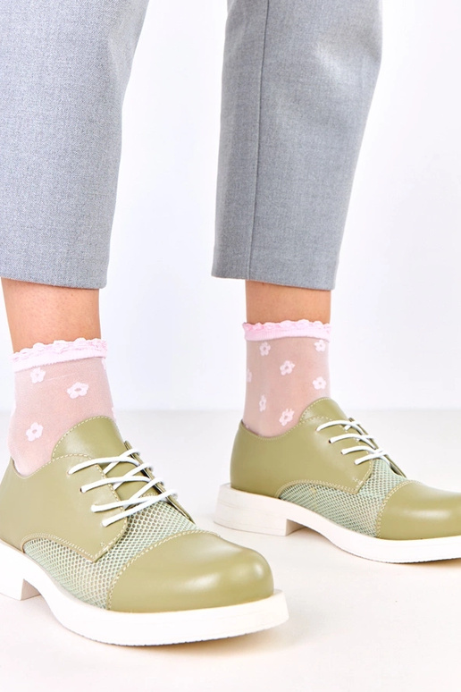 Groene dames enkellaarsjes met gaas...