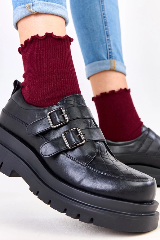 Zwarte enkellaarsjes op massieve...