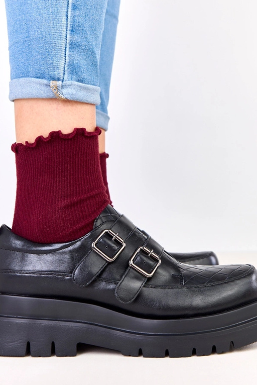 Zwarte enkellaarsjes op massieve...