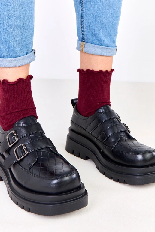 Zwarte enkellaarsjes op massieve...