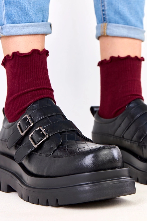 Zwarte enkellaarsjes op massieve...