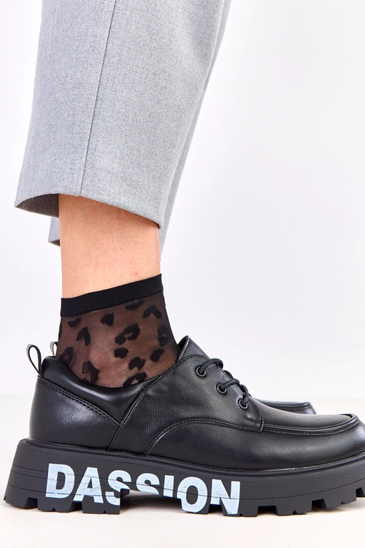 Zwarte dames halfhoge schoenen met...