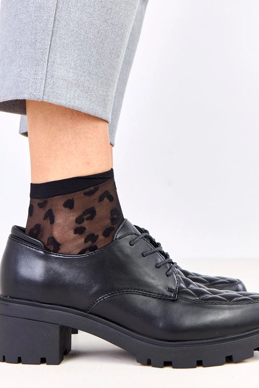 Zwarte halfhoge schoenen met gestikte...