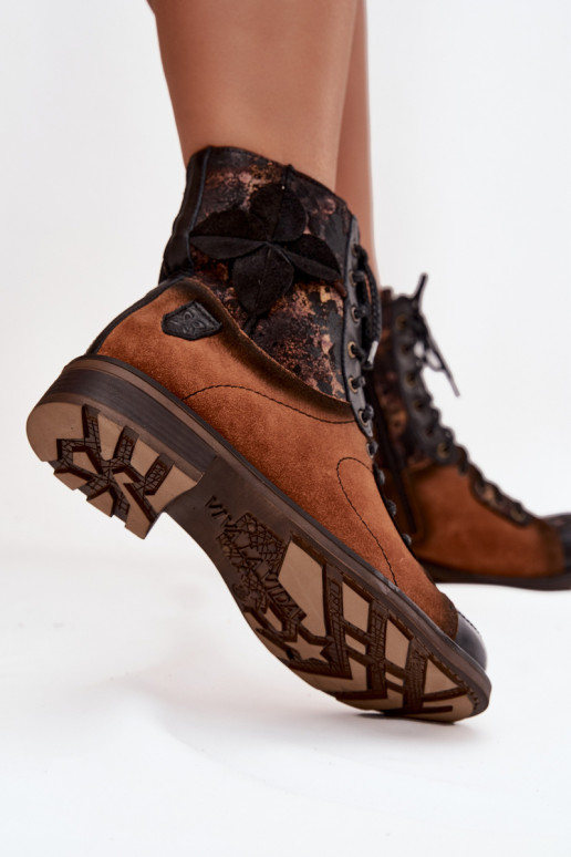 Leer DameslaarzenOpturalnej Skóry met brede hakken Het heeftciejka 07004-29 bruine kleur