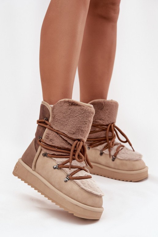 SneeuIn laarzen Dames met bont D.Franklin DFSH370012 beige