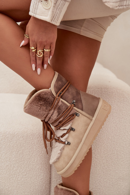 SneeuIn laarzen Dames met bont D.Franklin DFSH370012 beige