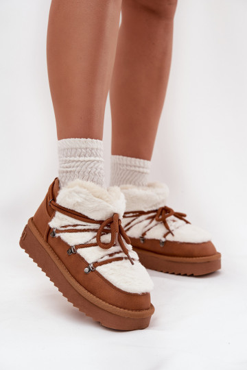 Laag SneeuIn laarzen met platform met bont D.Franklin DFSH370011 bruine kleur 2