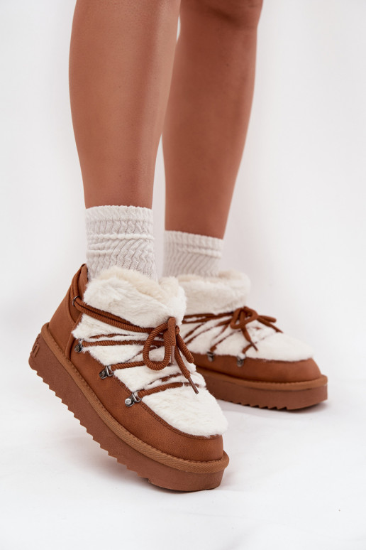 Laag SneeuIn laarzen met platform met bont D.Franklin DFSH370011 bruine kleur