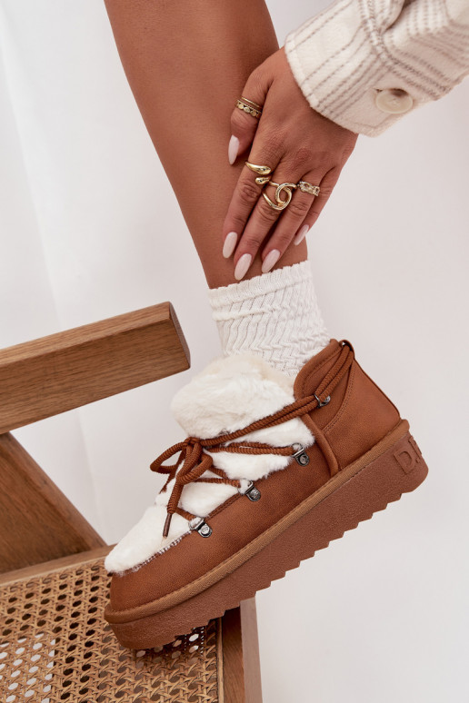 Laag SneeuIn laarzen met platform met bont D.Franklin DFSH370011 bruine kleur