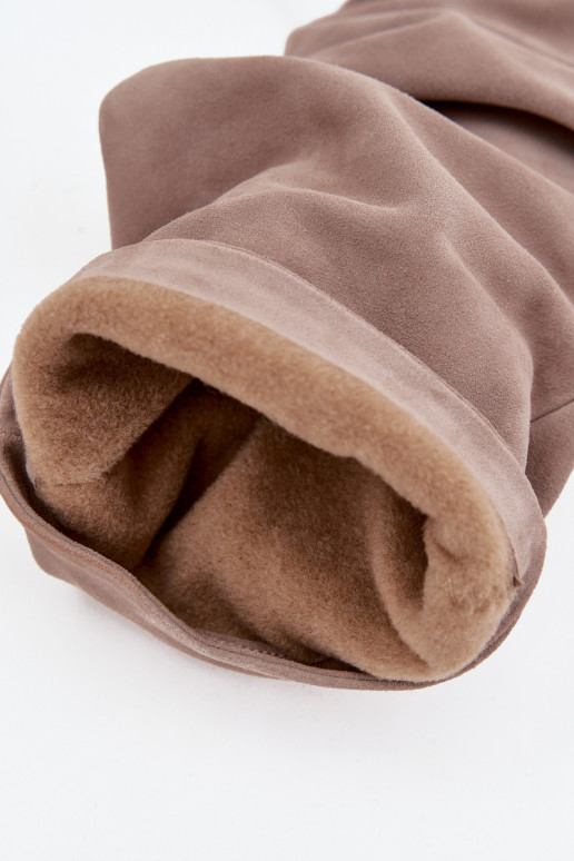 Gerimpeld laarzenOpturalnego van suèdeu met hakken opInarmen Zazoo 4228 bruine kleur