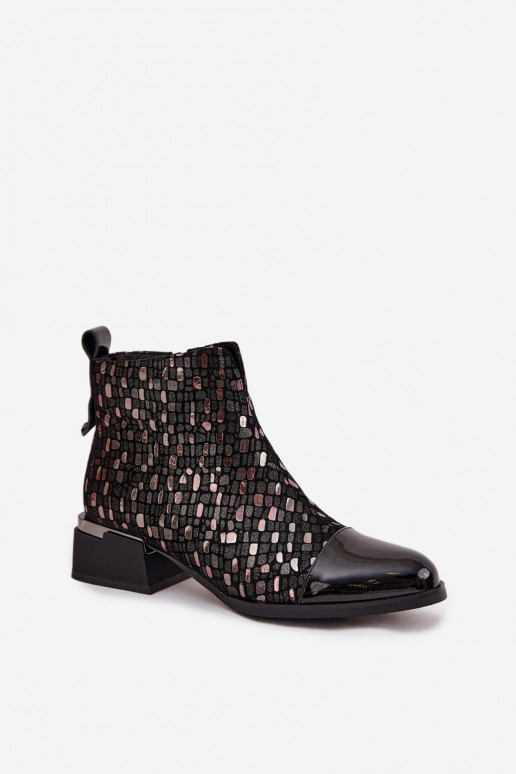 met lakeffect DameslaarzenOpturalnej Skóry Op een lage hak D&A LZ52-960 zInart