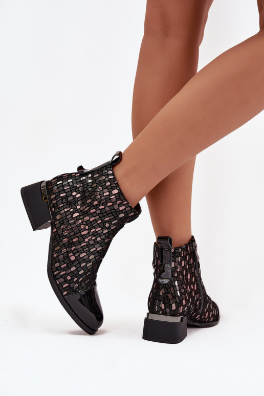 met lakeffect DameslaarzenOpturalnej Skóry Op een lage hak D&A LZ52-960 zInart