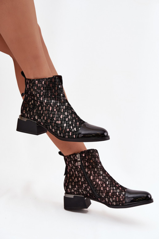 met lakeffect DameslaarzenOpturalnej Skóry Op een lage hak D&A LZ52-960 zInart