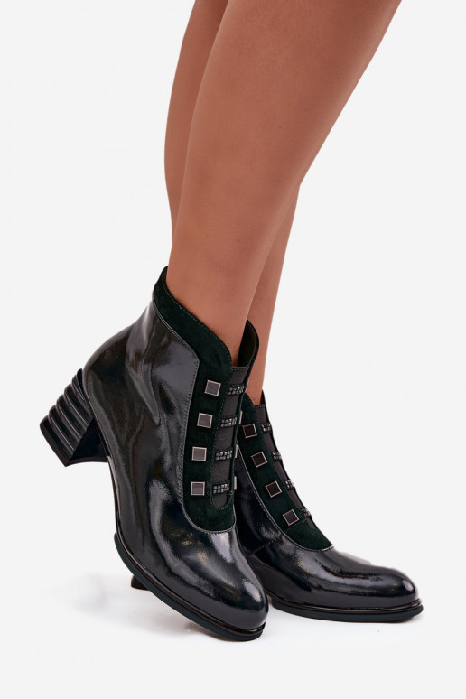 met lakeffect DameslaarzenOpturalnej Skóry met hakken D&ACR52-696 kaki kleuren