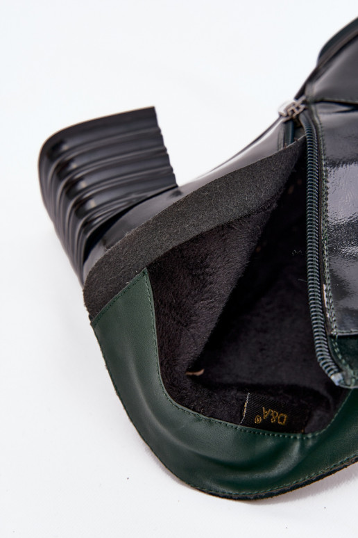 met lakeffect DameslaarzenOpturalnej Skóry met hakken D&ACR52-696 kaki kleuren